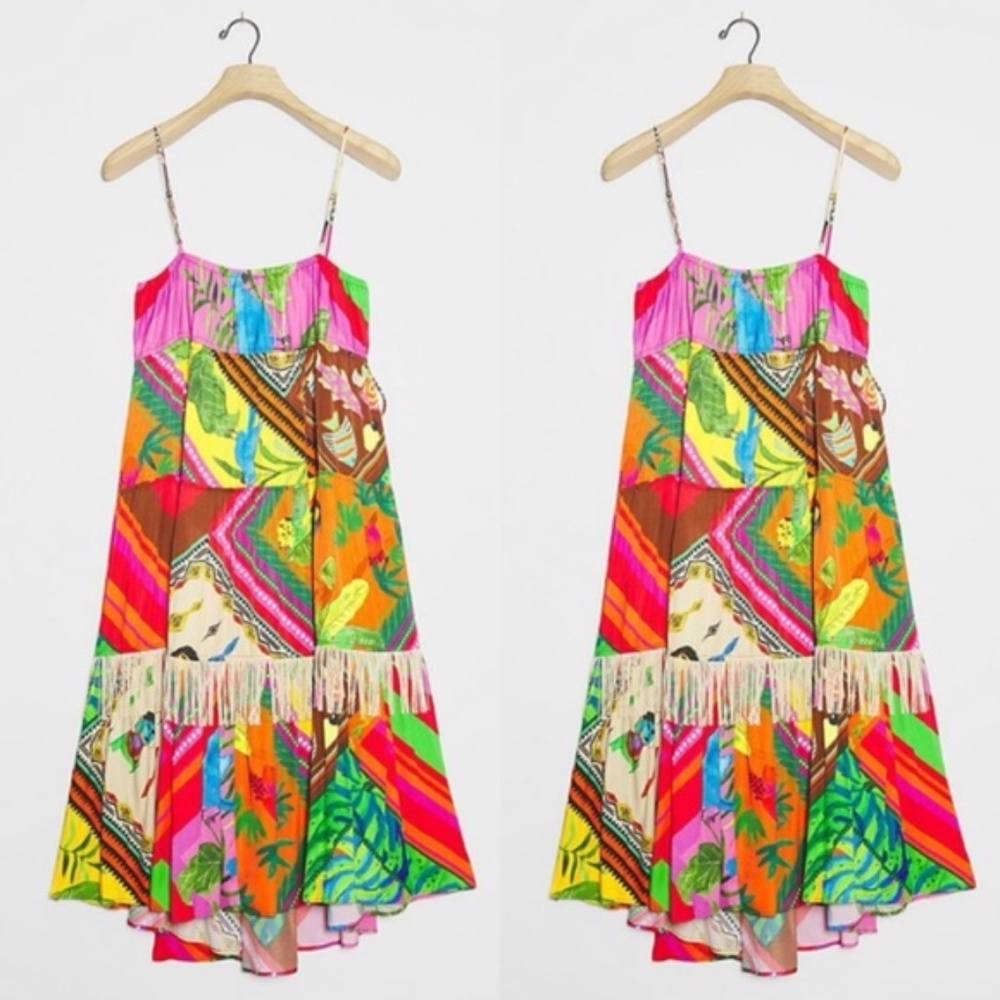 Anthropologie Farm Rio Palila Fringed Midi Dress - Picture 3 of 8